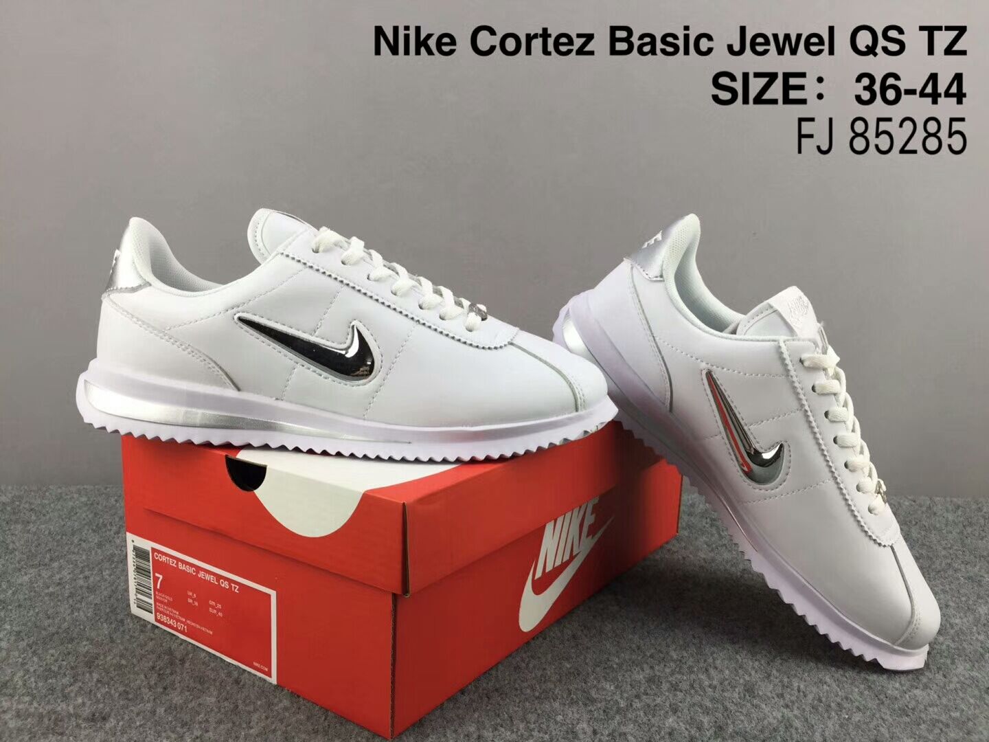 Women NiKe Cortez Basic Jewel QS TZ White Gold Shoes